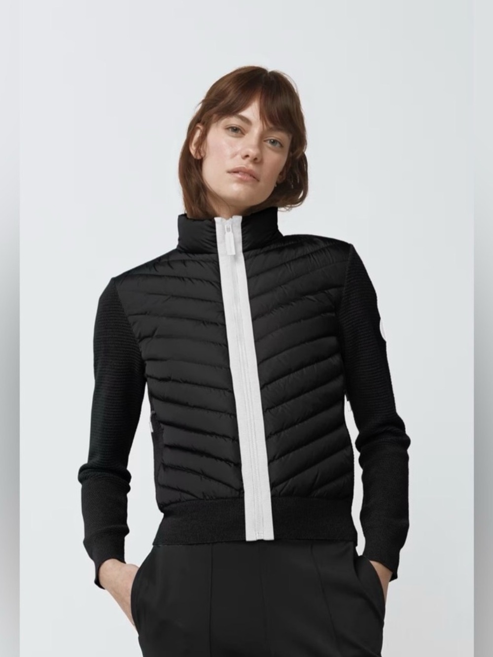 Canada Goose Black Quilted Jacket with White Zip